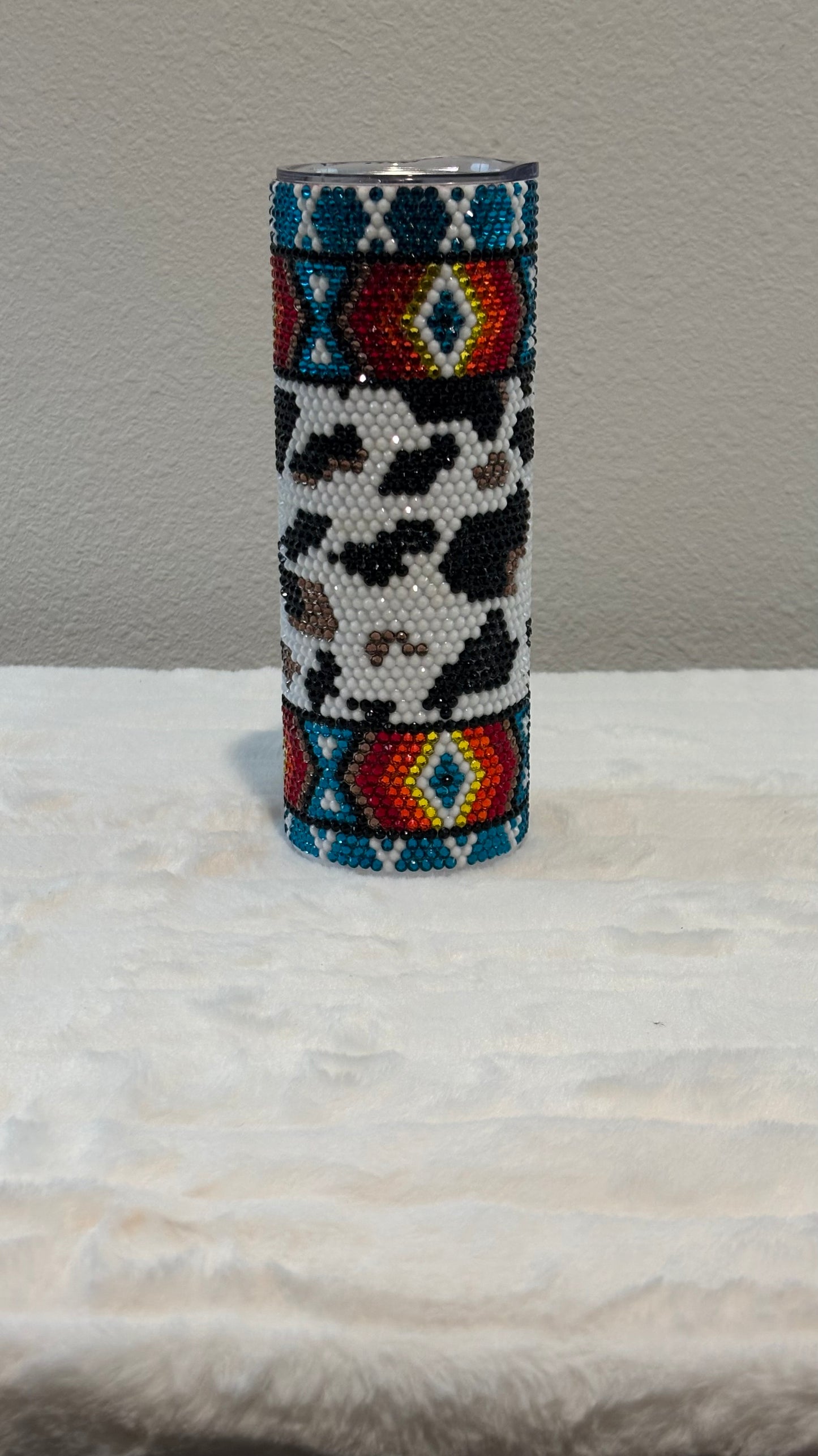 Aztec cow print tumbler