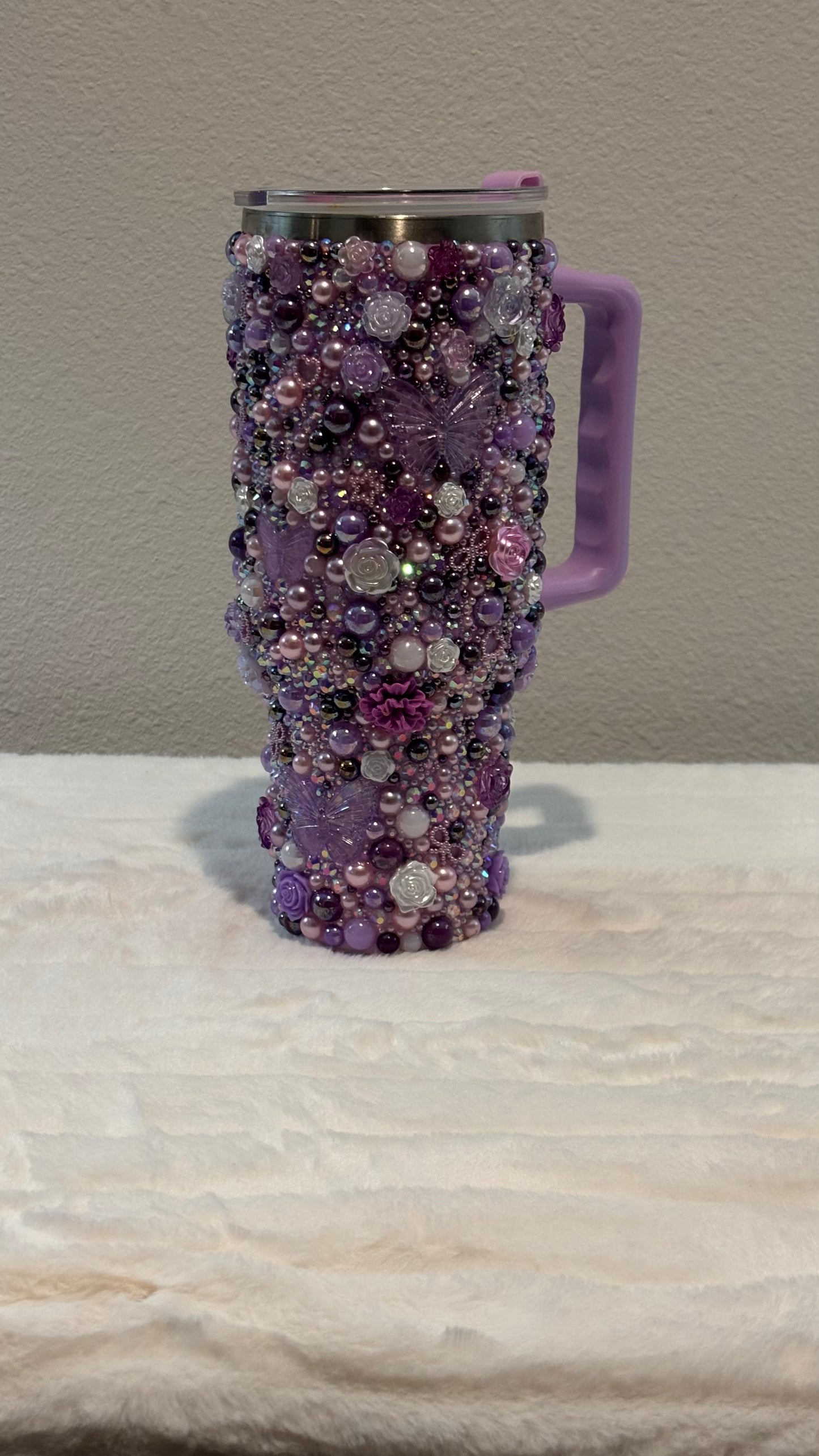 40oz rhinestone and pearl tumbler