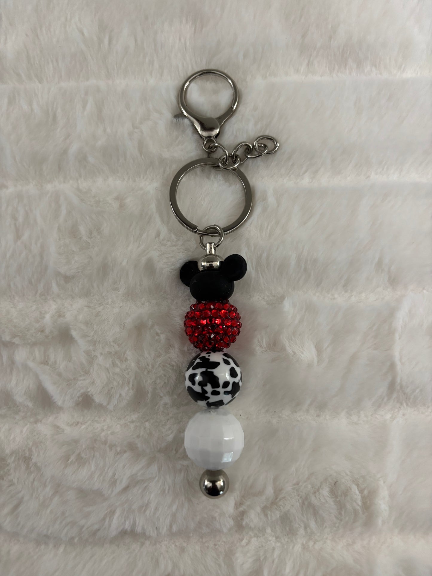 Black and White cow print keychain