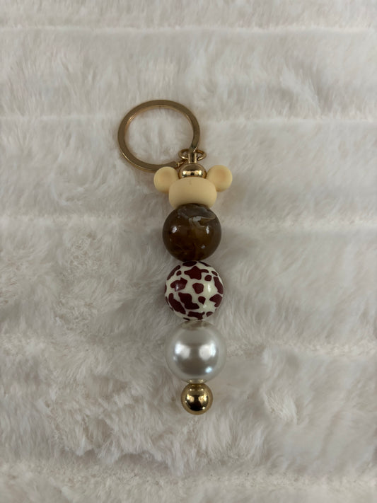 Brown cow print keychain