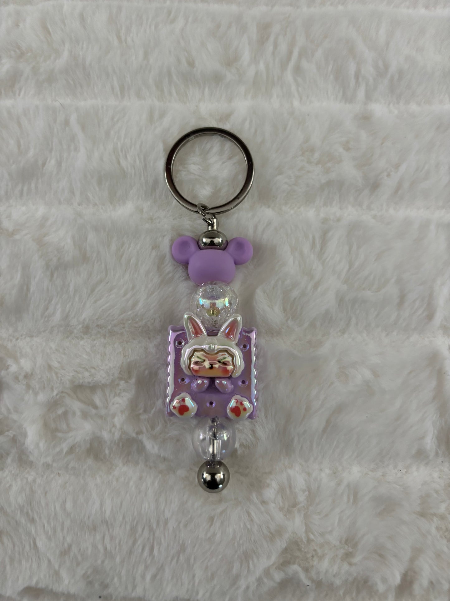 Purple bunny bar keychain