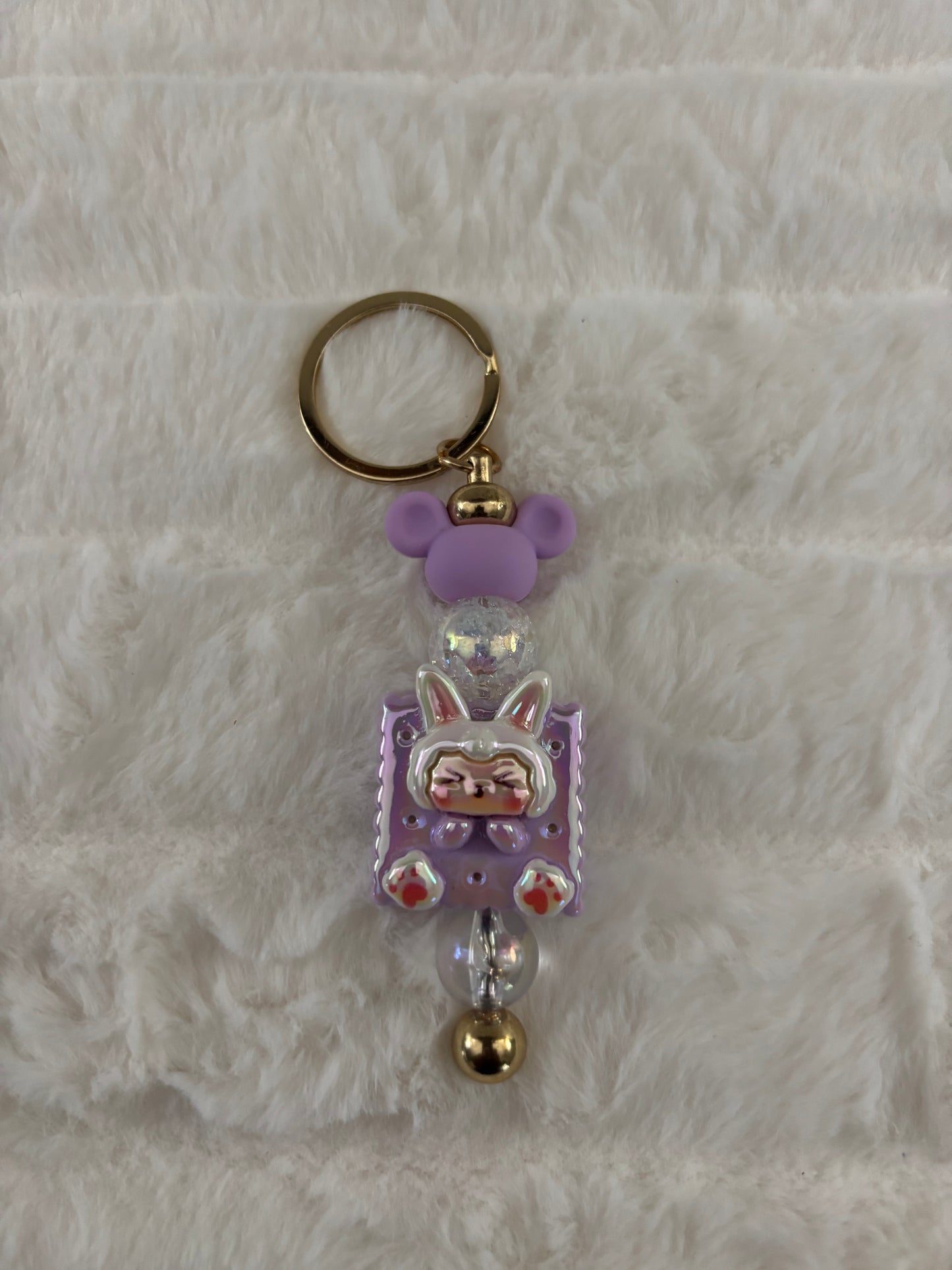 Purple bunny bar keychain