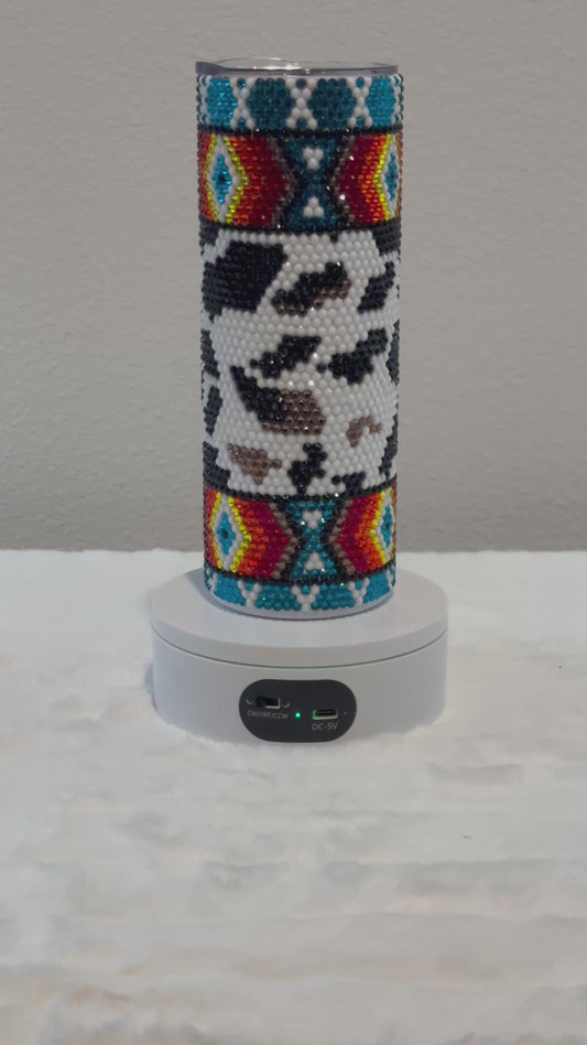 Aztec cow print tumbler