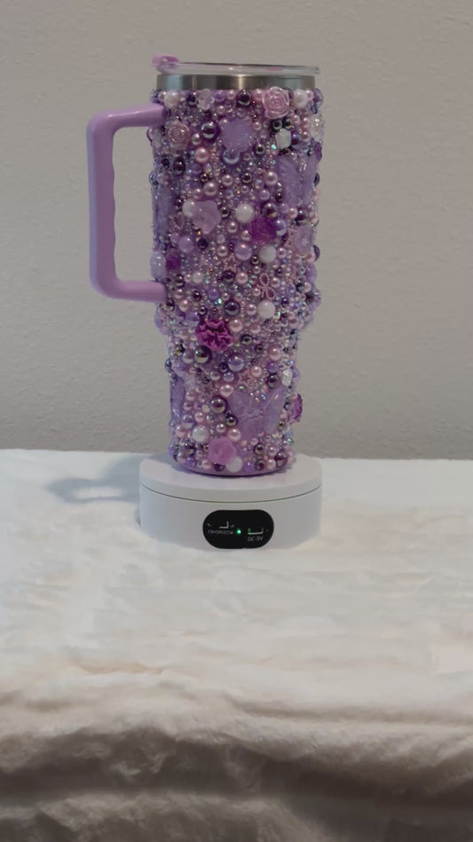 40oz rhinestone and pearl tumbler